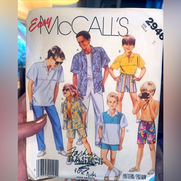 McCall's Other - Vintage 1987 McCalls Boys Sewing Pattern 2946 Size 5 Cut Complete